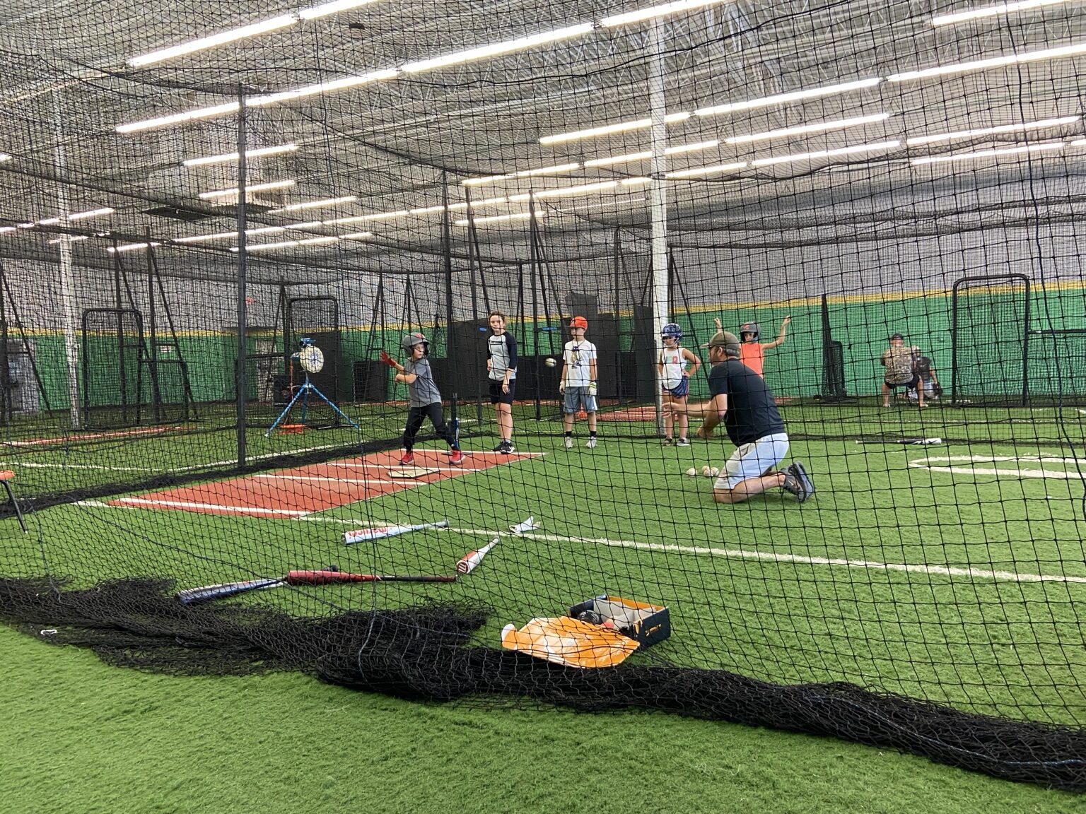 Athletes at a hitting station